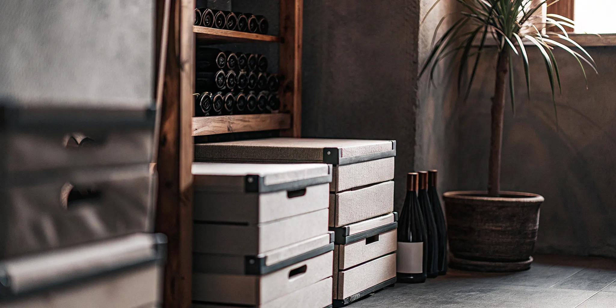 The cost of a climate-controlled storage unit protecting valuable wine and organized boxes.