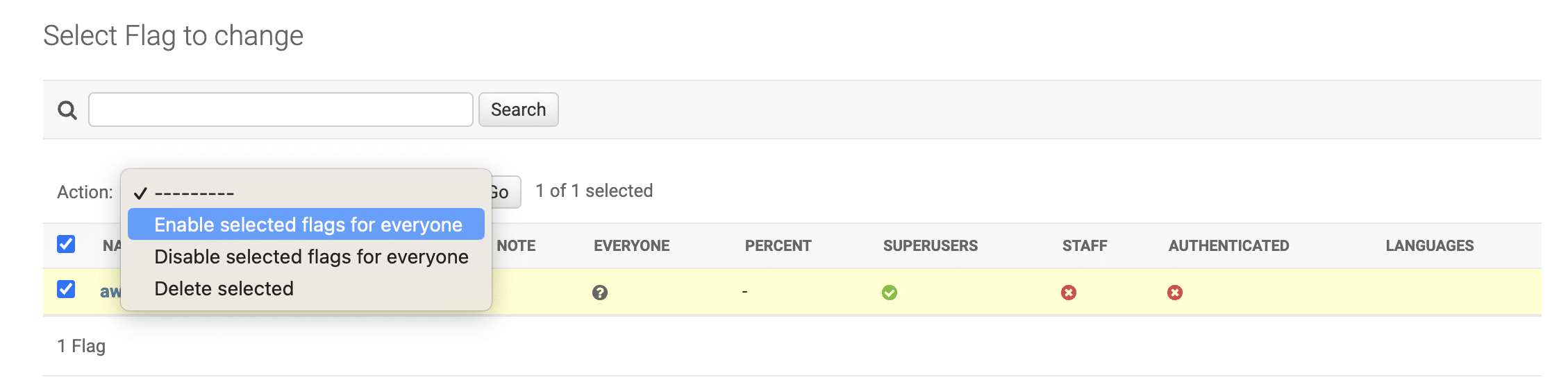 Django Waffle Enable/Disable Flag