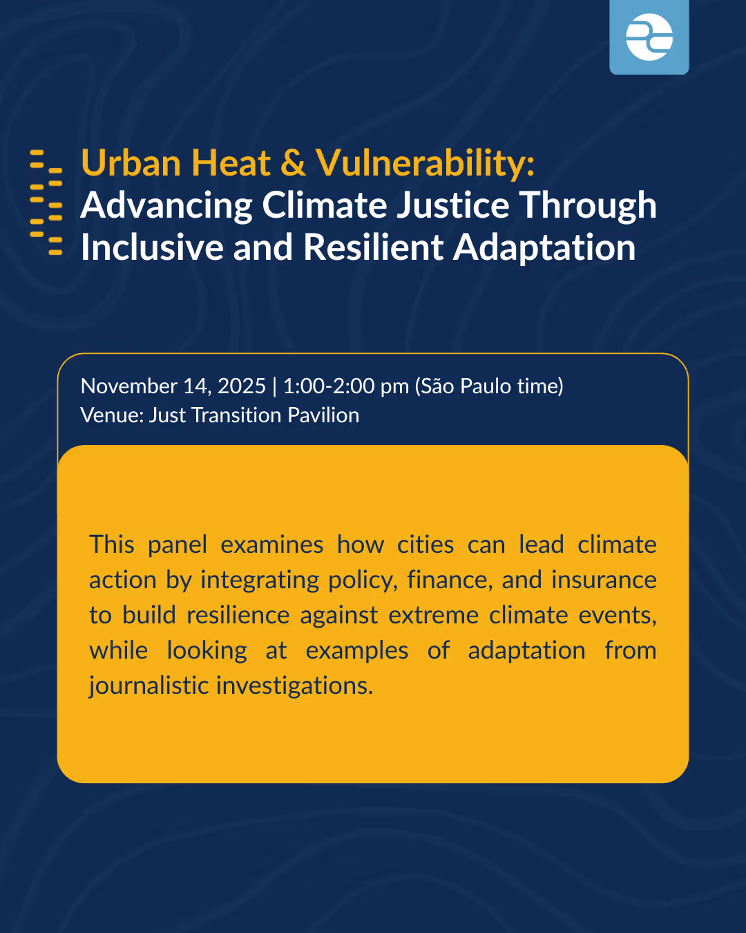 Event graphic for Urban Heat and Vulnerability: Advancing Climate Justice Through Inclusive and Resilient Adaptation