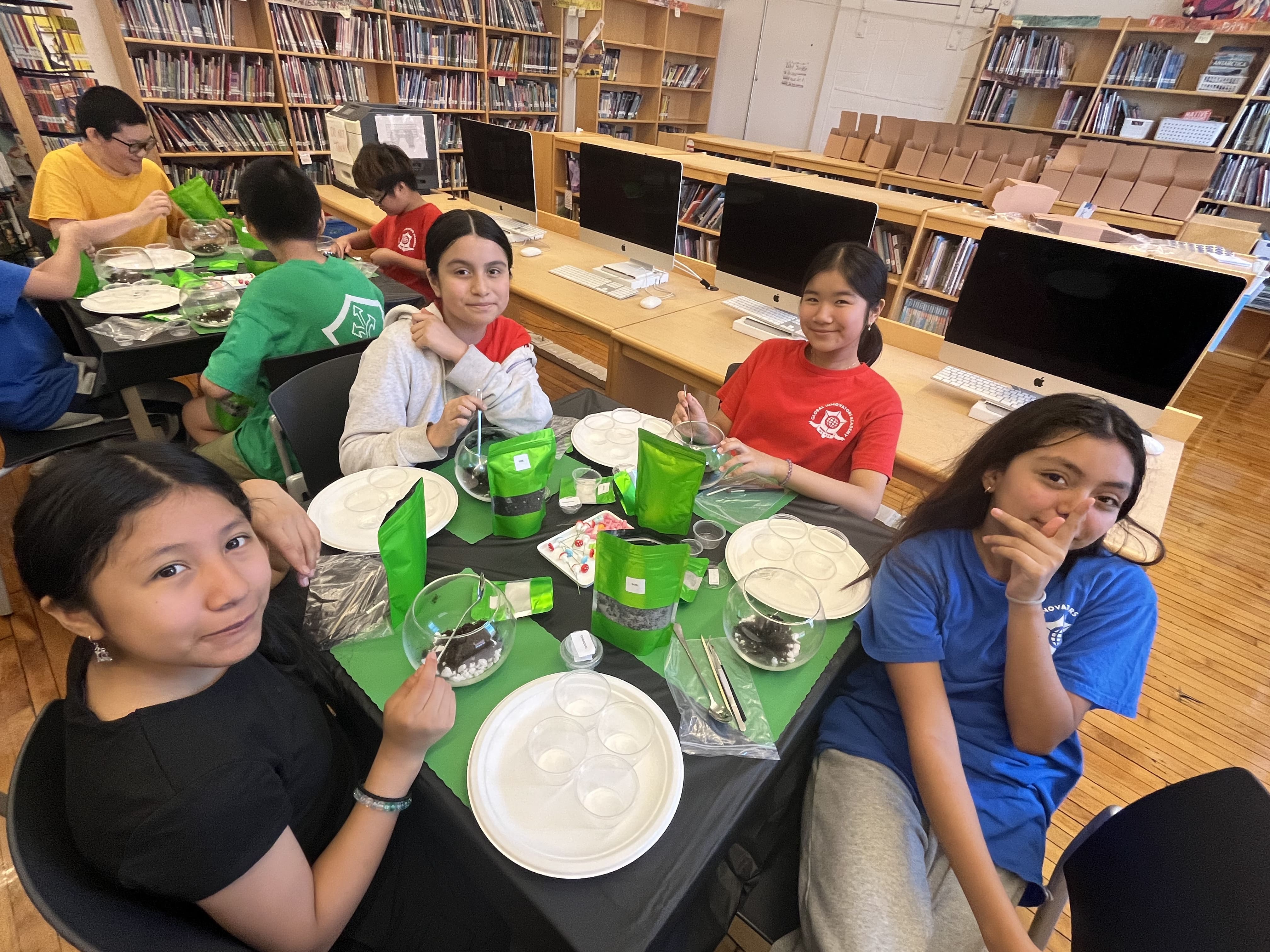 Students during holiday family decoration workshop