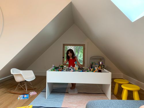Lego table under the original gable