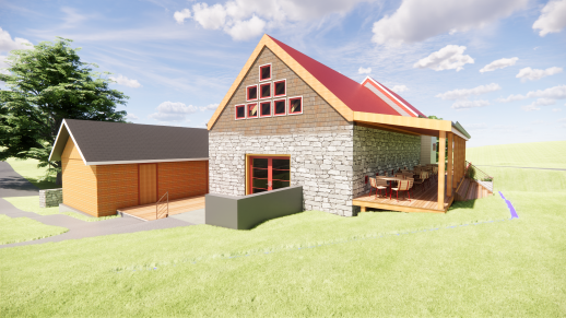 3D render of barn cafe concept