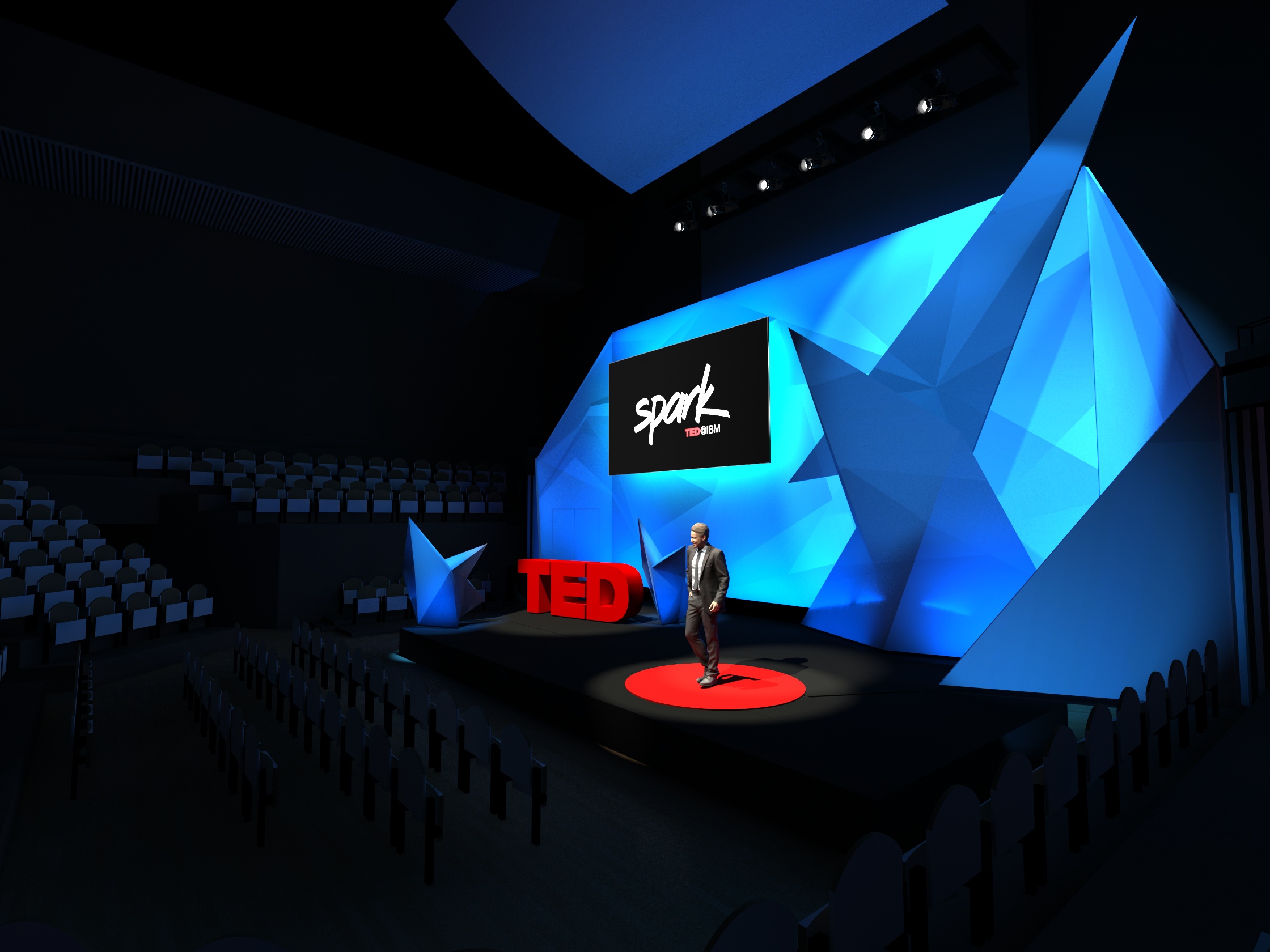 3D render for the stage design IBM+TED 2016