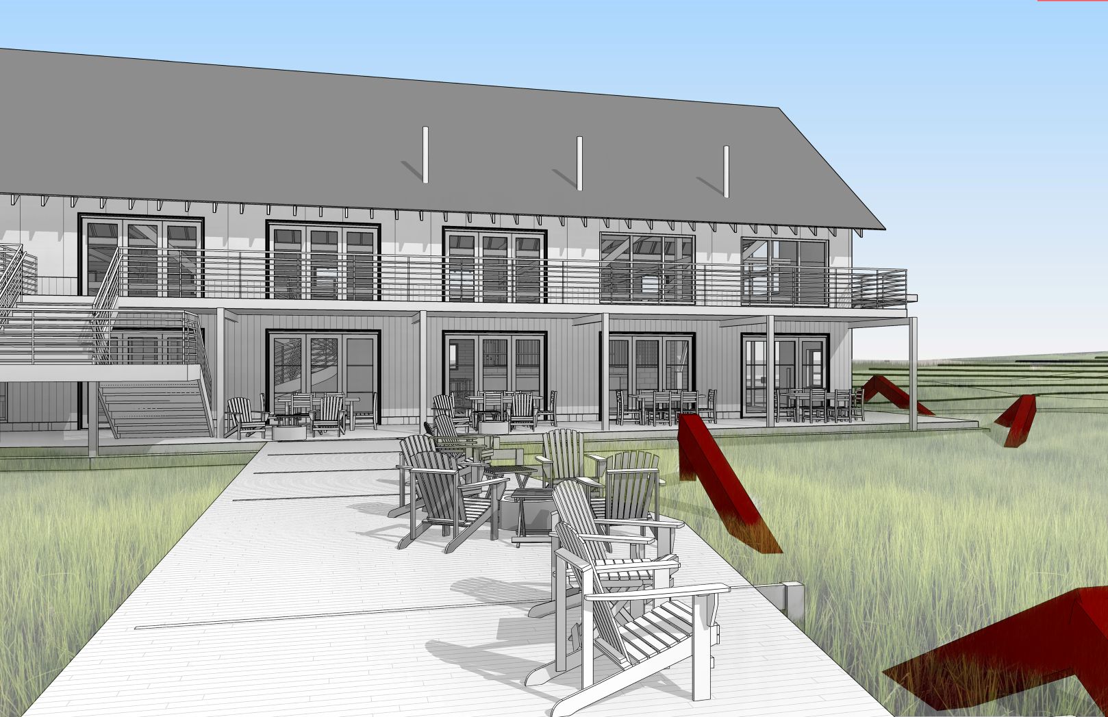 3D rendering of a horse barn conversion to a small farm winery
