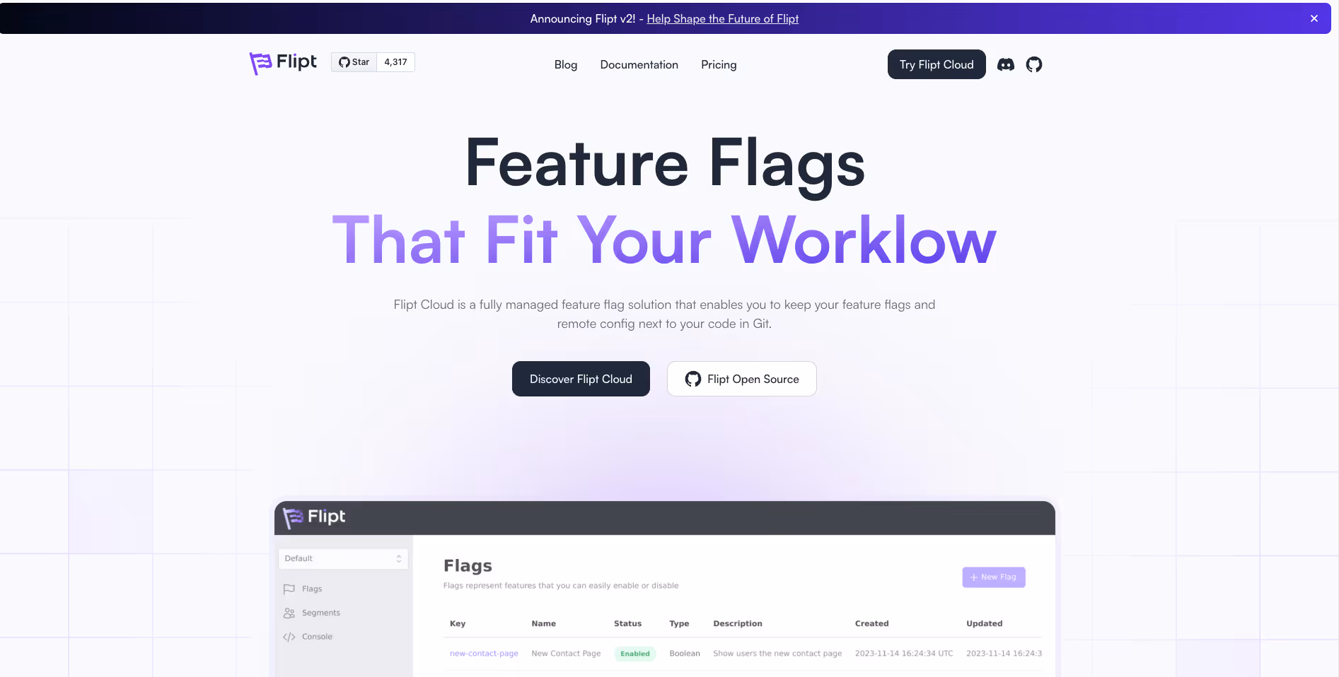 Flipt as a feature flag management tool.