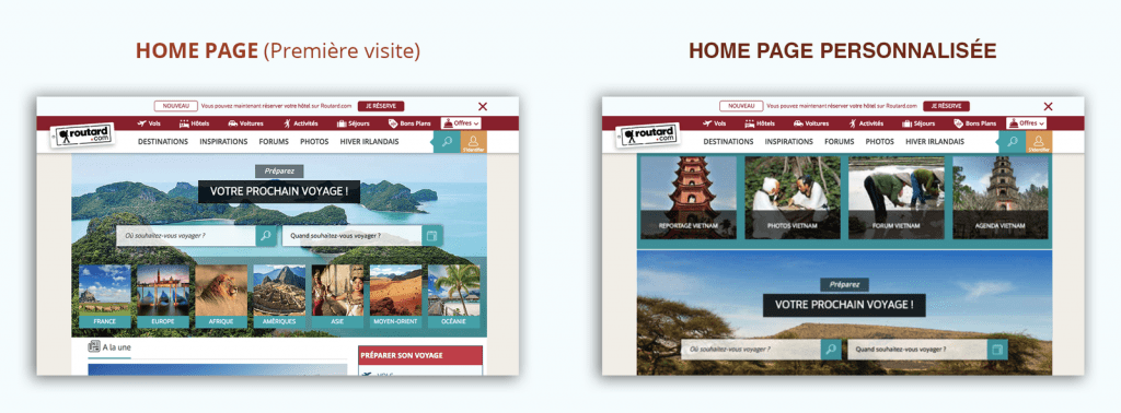 Pourquoi associer Personnalisation et A/B testing pour optimiser son site ? - Exemple Routard Perso