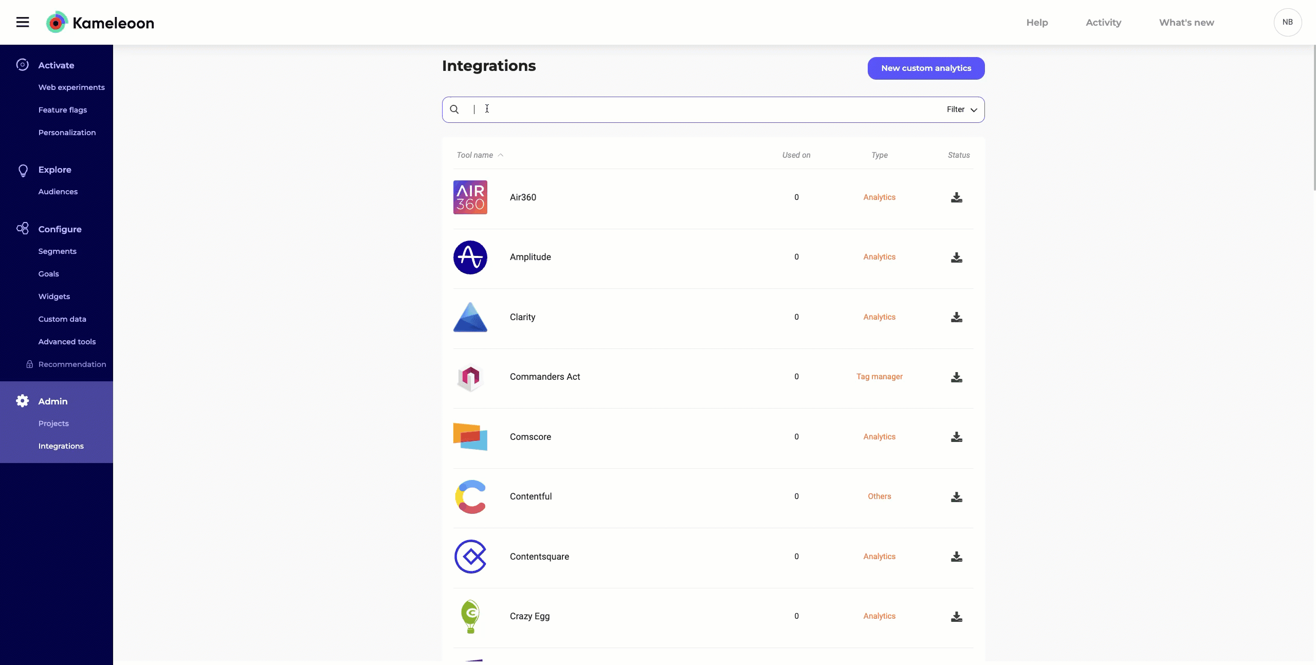 gif of steps for setting up glassbox/kameleoon integration