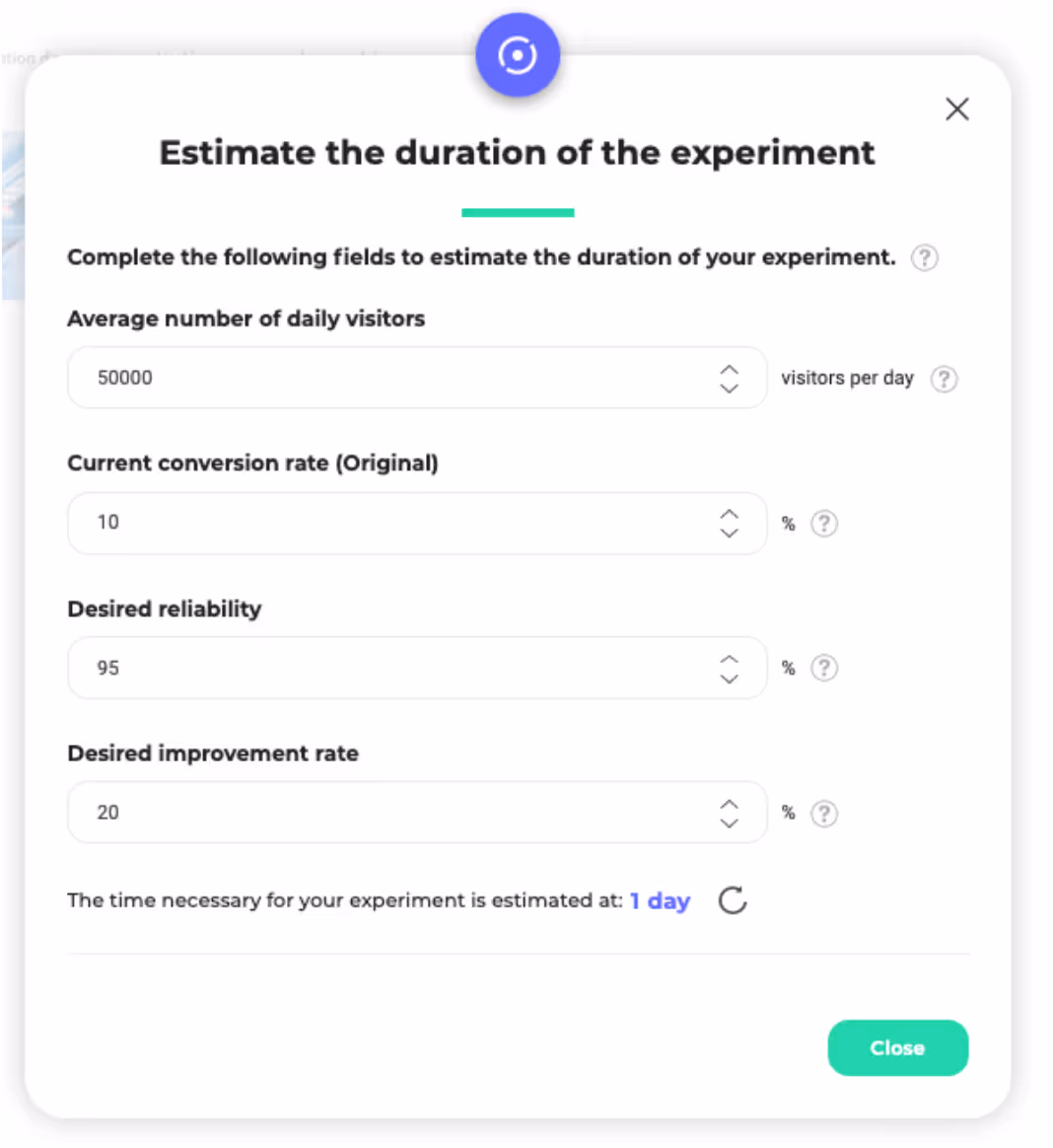 Establish the duration of your test