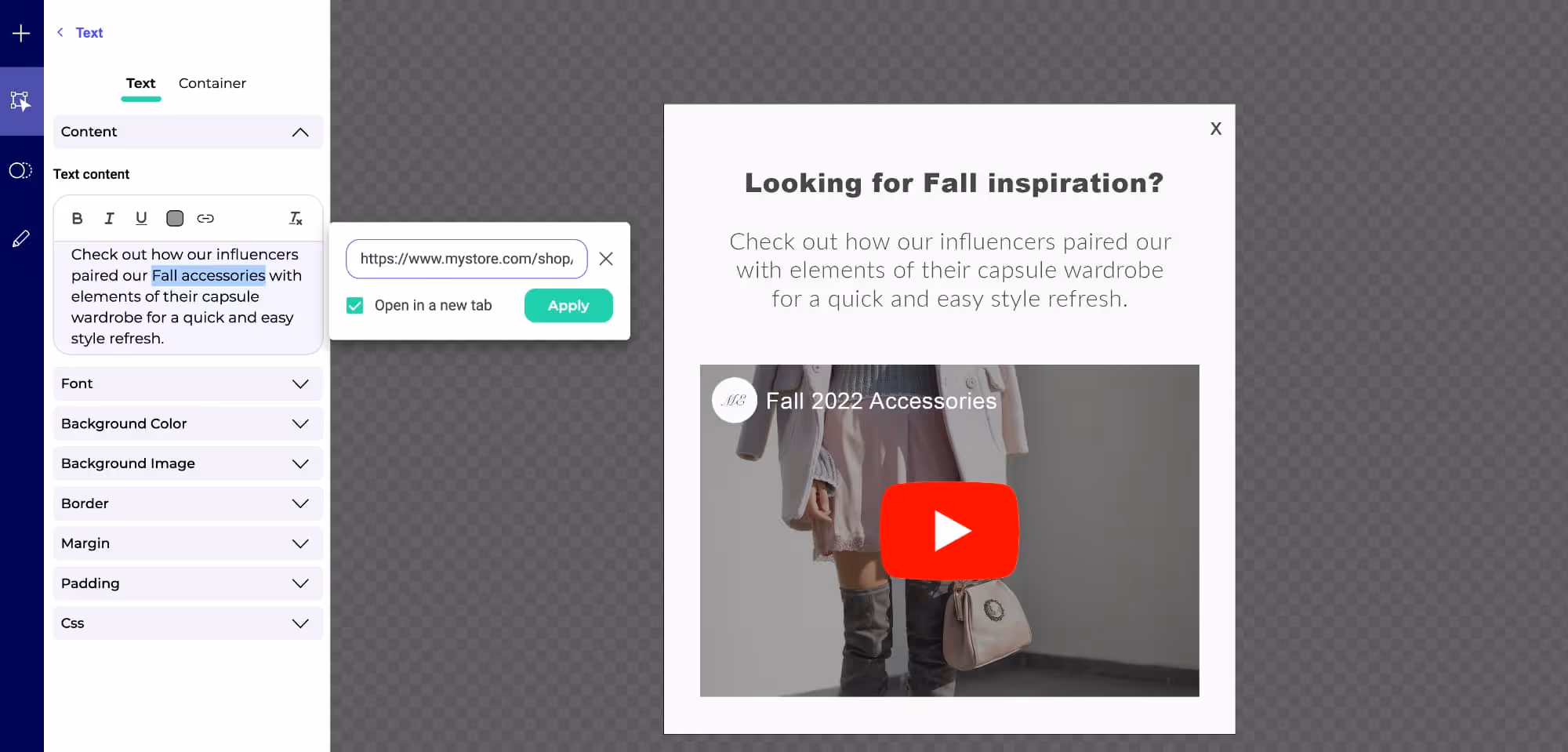 Kameleoon widget editor