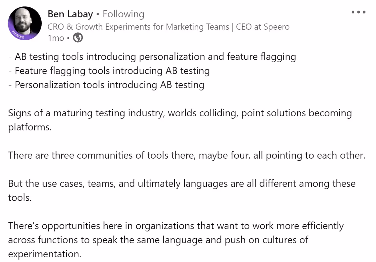 Ben Labay Feature Experimentation