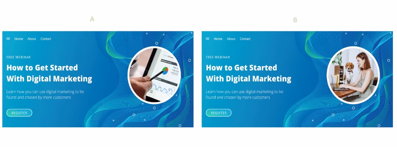 A/B testing sur une landing page avec deux visuels