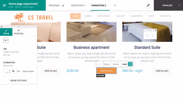 Kameleoon: Hover mode