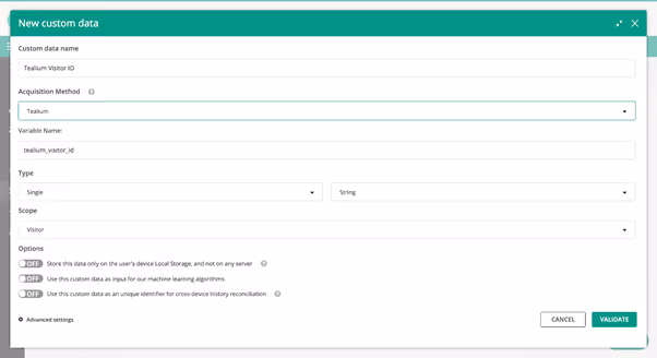 Use Tealium variables as Kameleoon custom data