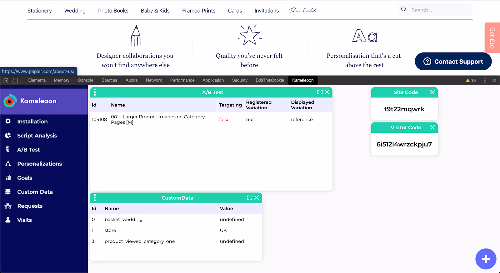 Kameleoon chrome extension