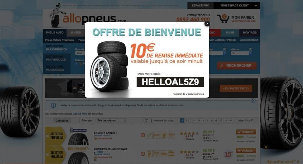 Allopneus personalized their website for their first-time visitors