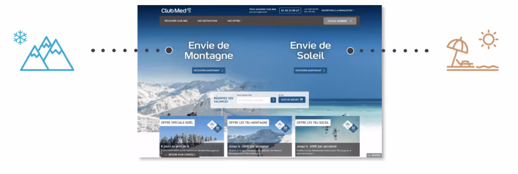 Club Med personalized their homepage based on visitor interest