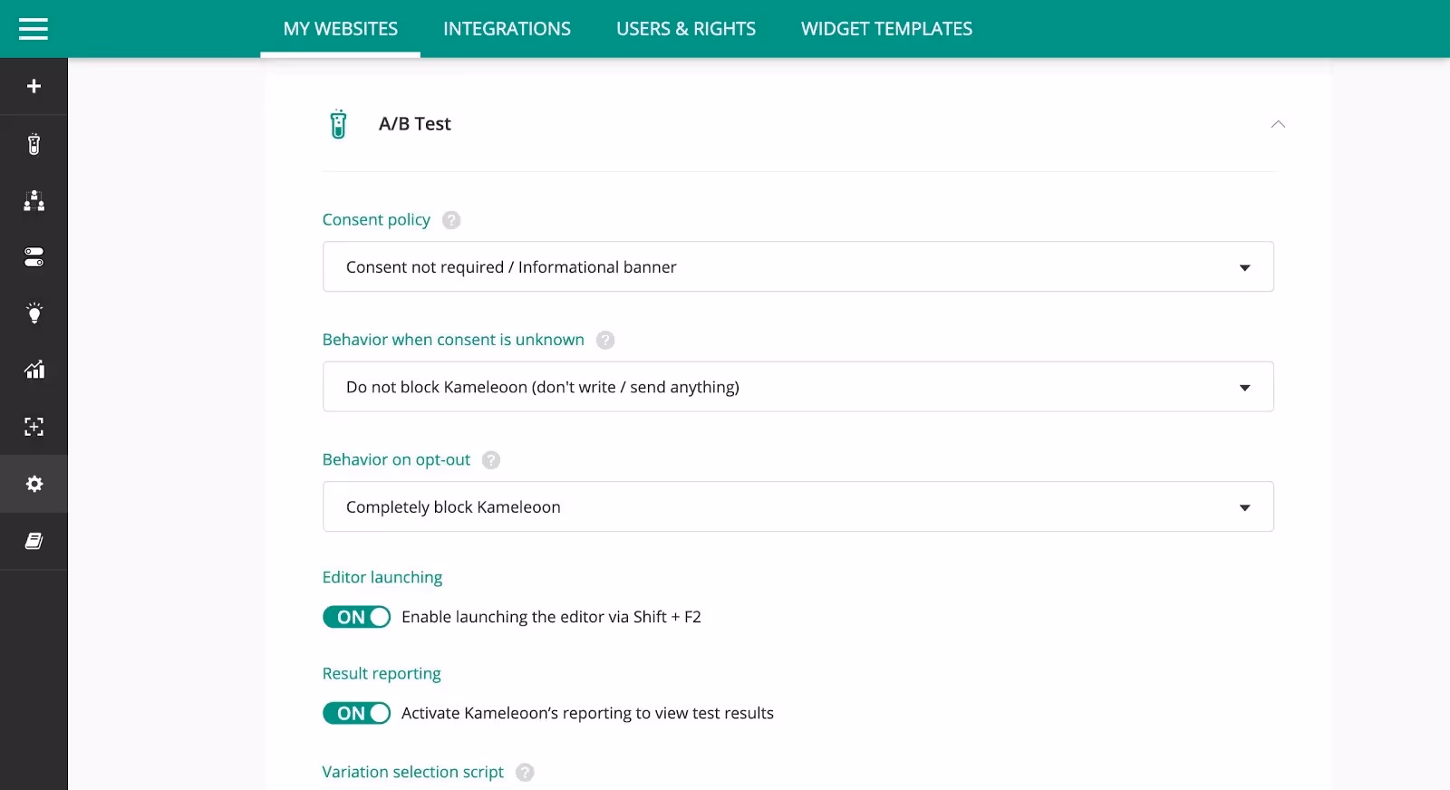 Usercentrics Kameleoon integration