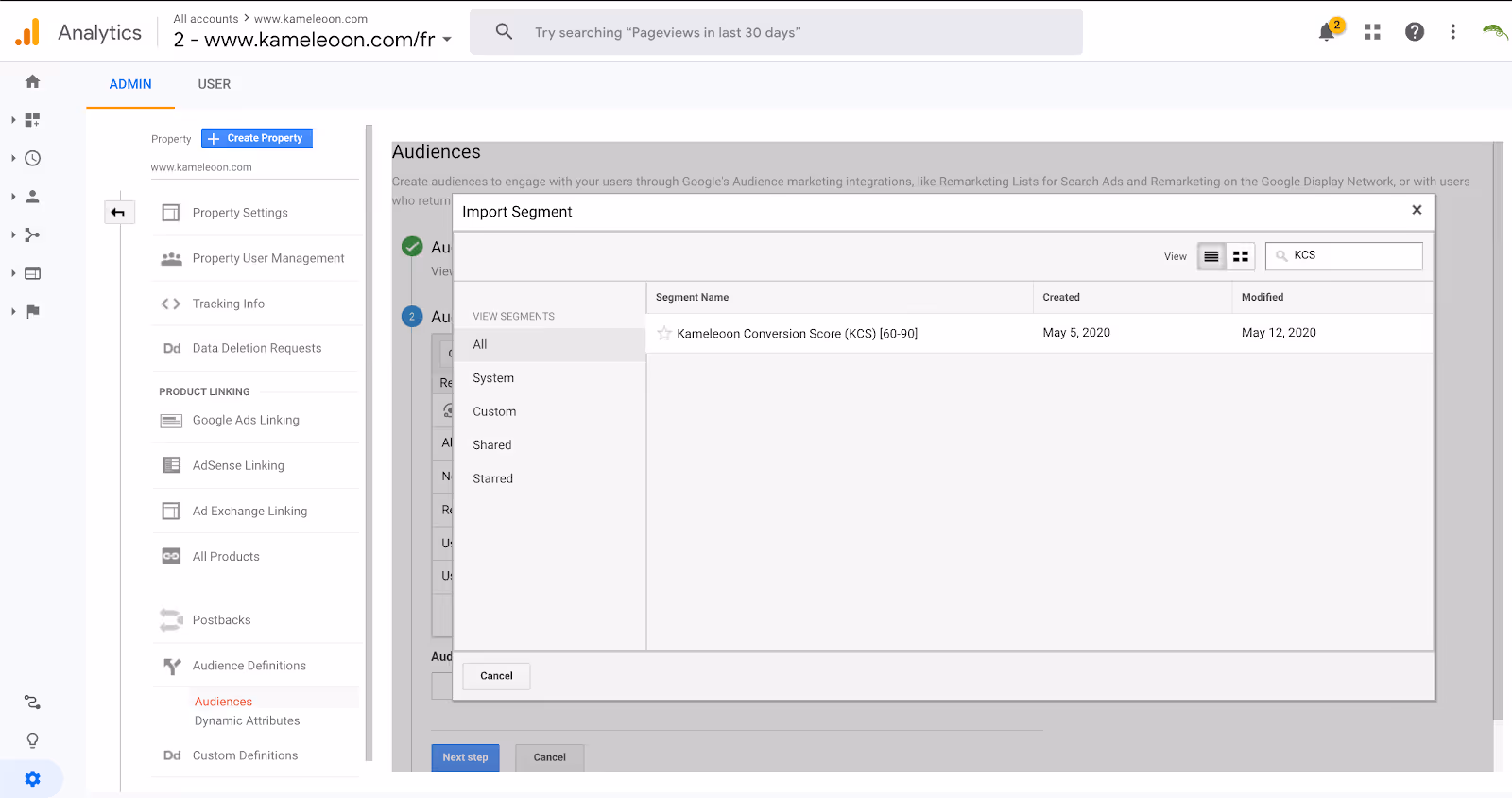How to build your Audience by importing the segment