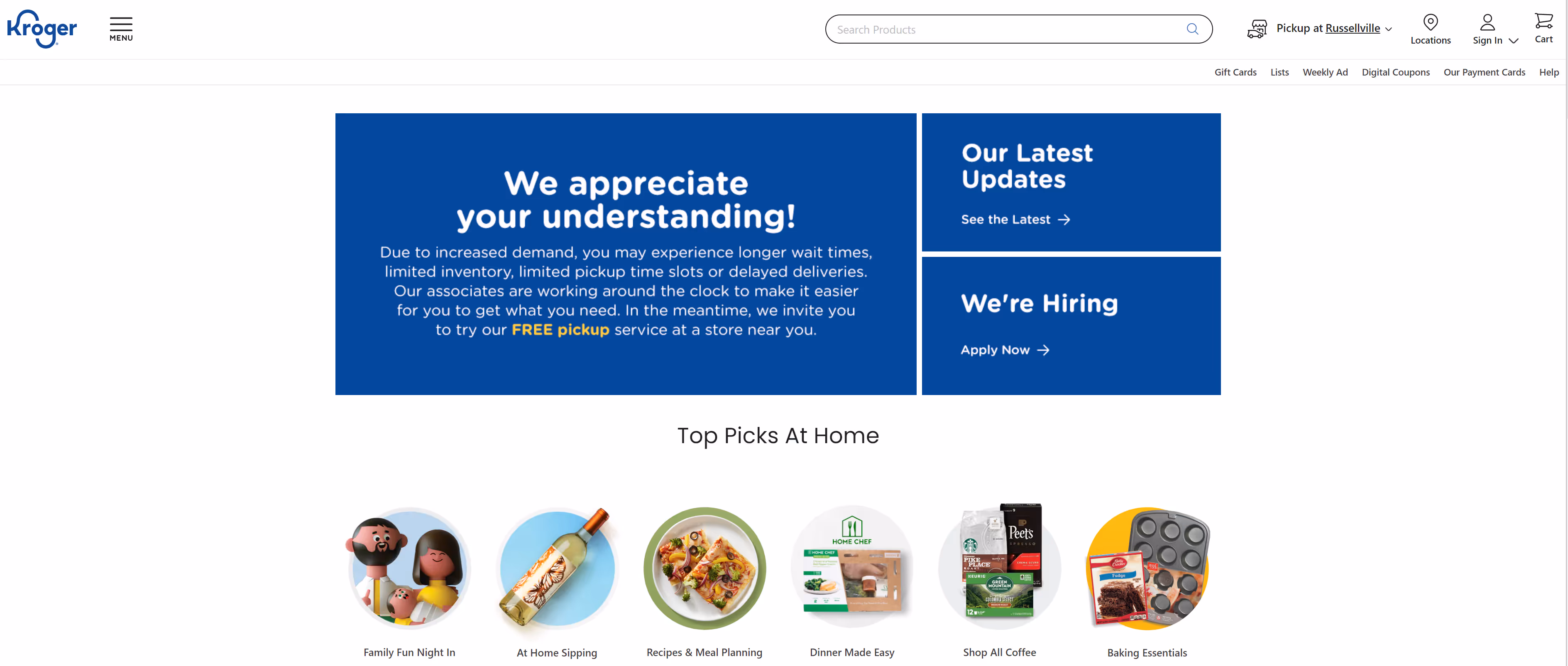 Personalize the menu Kroger