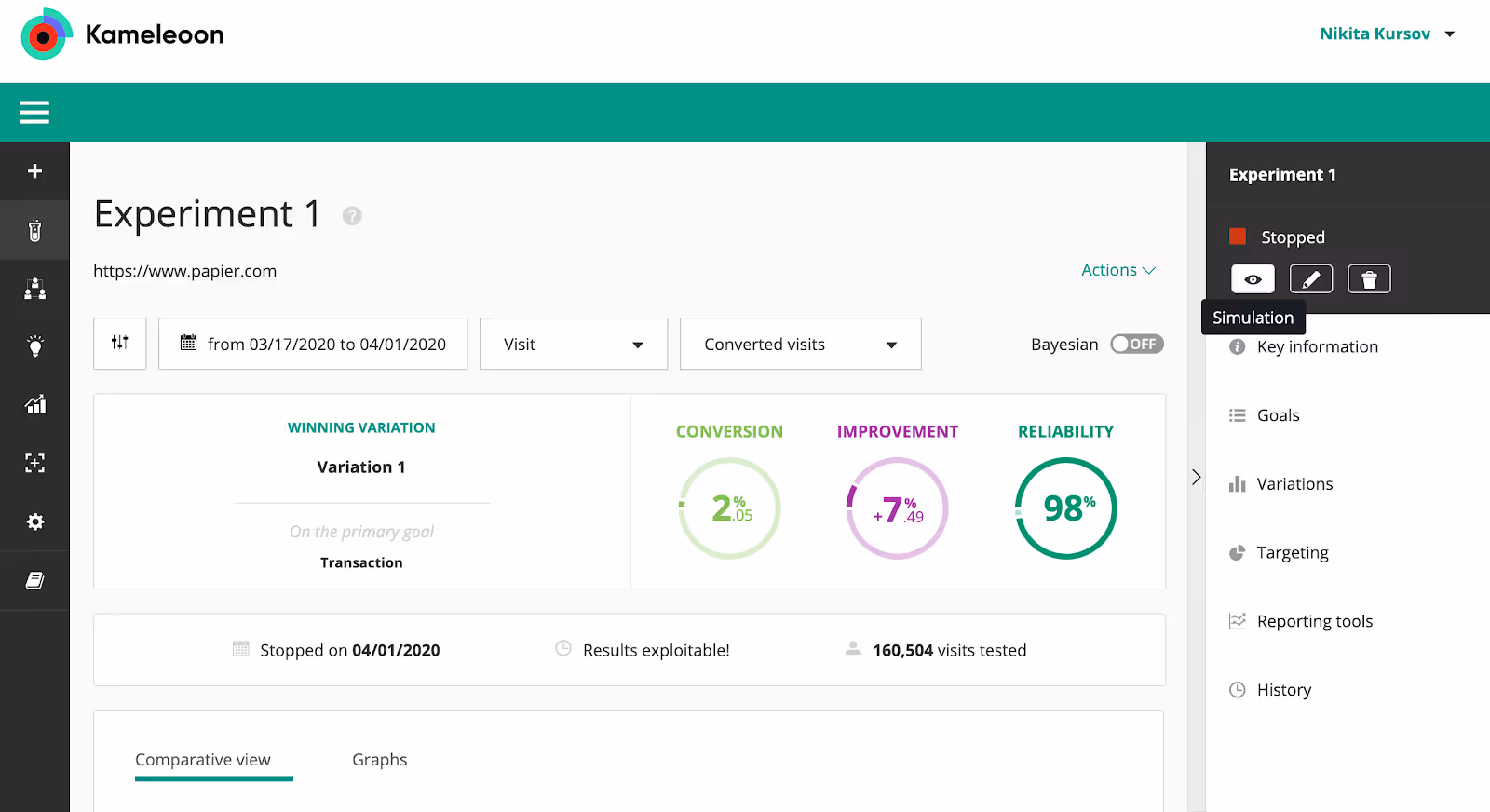 Kameleoon Simulation mode