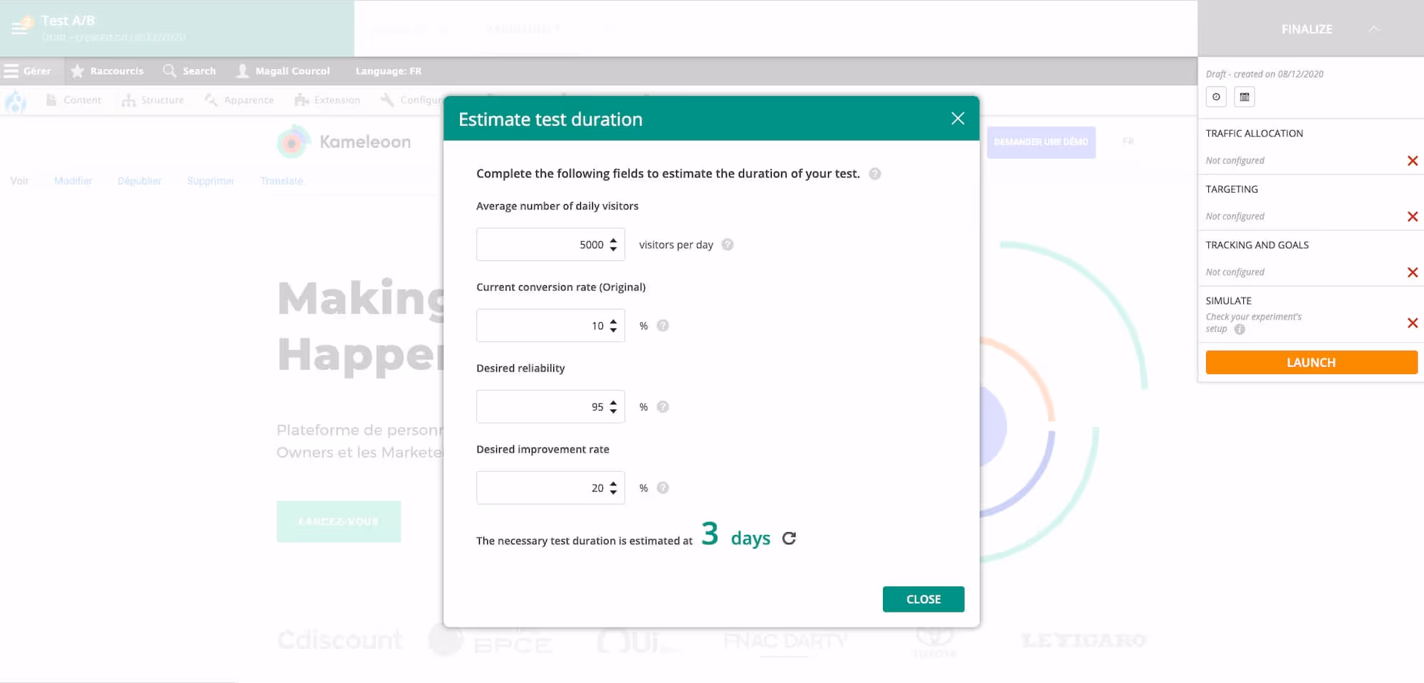 Calculateur indice confiance test A/B