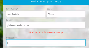 How to display error messages on CTA