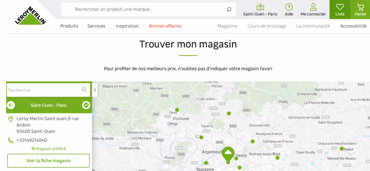 Géolocalisation Leroy Merlin