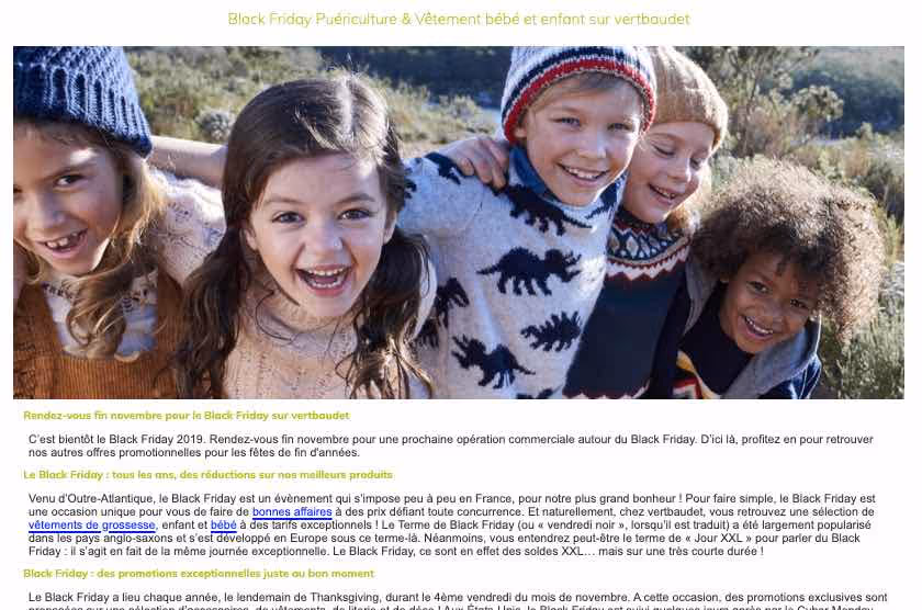 Vertbaudet landing page