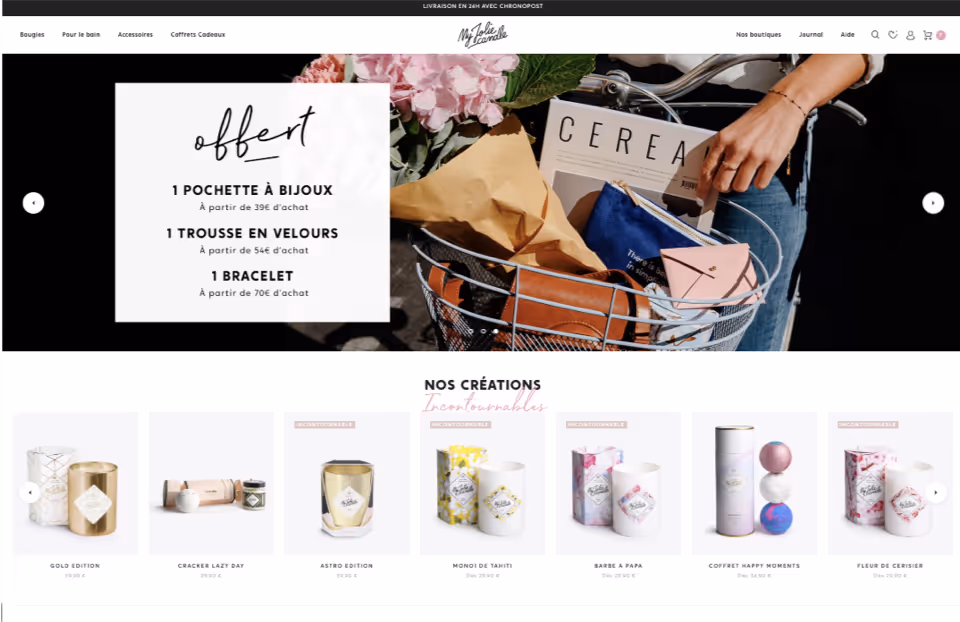 Personnalisation homepage My Jolie Candle