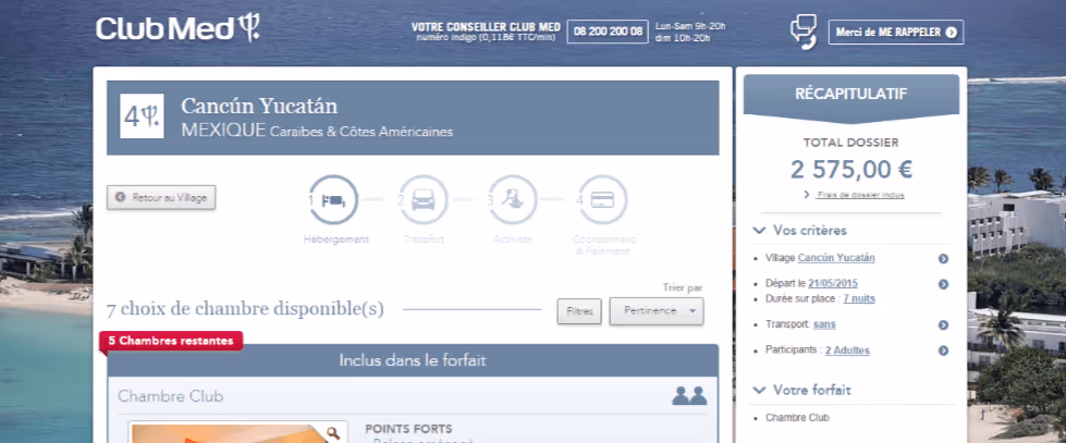 Club Med - exemple d'A/B Testing d'une urgentisation