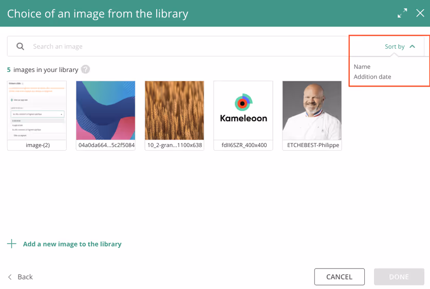 Bibliothèque image kameleoon