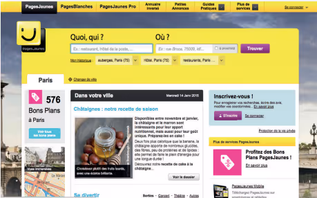 Wording menu Pages Jaunes