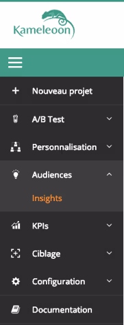 Interface Kameleoon page Insights