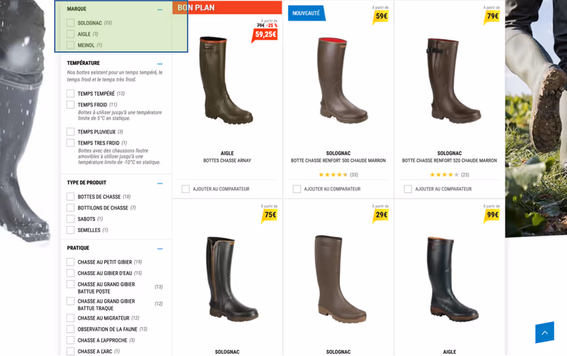 Menu de facettes personnalisées