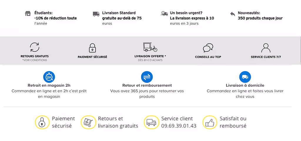 Bandeau réassurance fiche produit
