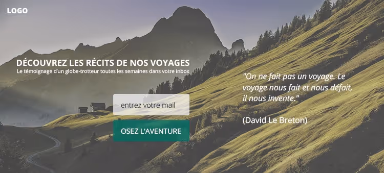 Landing page provenance visiteur