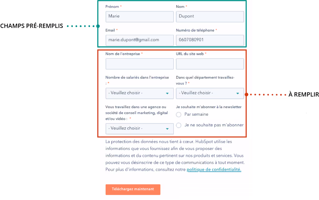 pré remplissage des champs et conversion