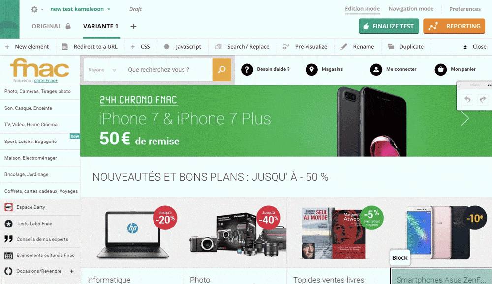 Product update Kameleoon - Nouveaux metrics, tooltip, compteur de visites, page de configuration et scroll tracking - Fnac