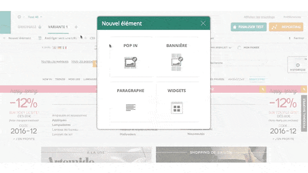 Ajout pop-in promotion éditeur graphique Kameleoon