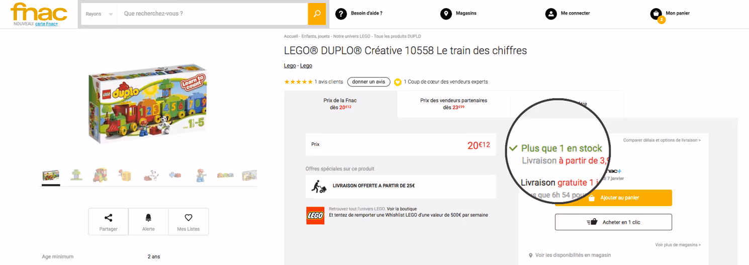 Urgentisation sur le site Fnac