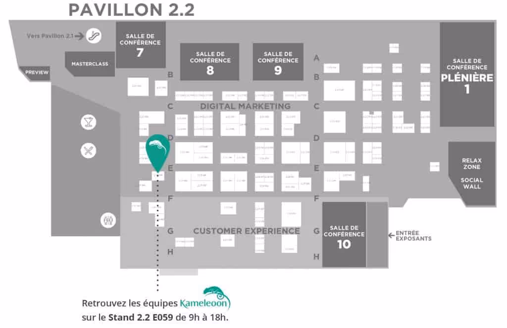 Plan stand Kameleoon - Salon E-commerce Paris : rendez-vous du 12 au 14 septembre 2016