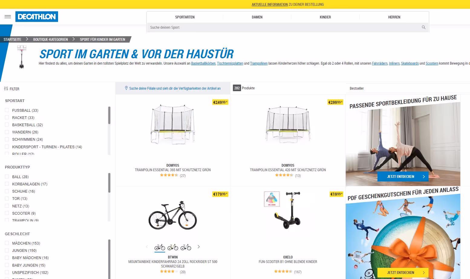 Beispiel Produktauswahl Decathlon