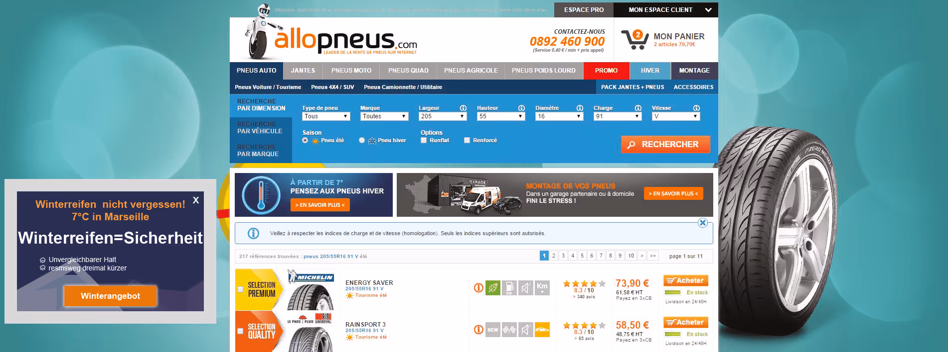 allopneus personalisierung nach wetter