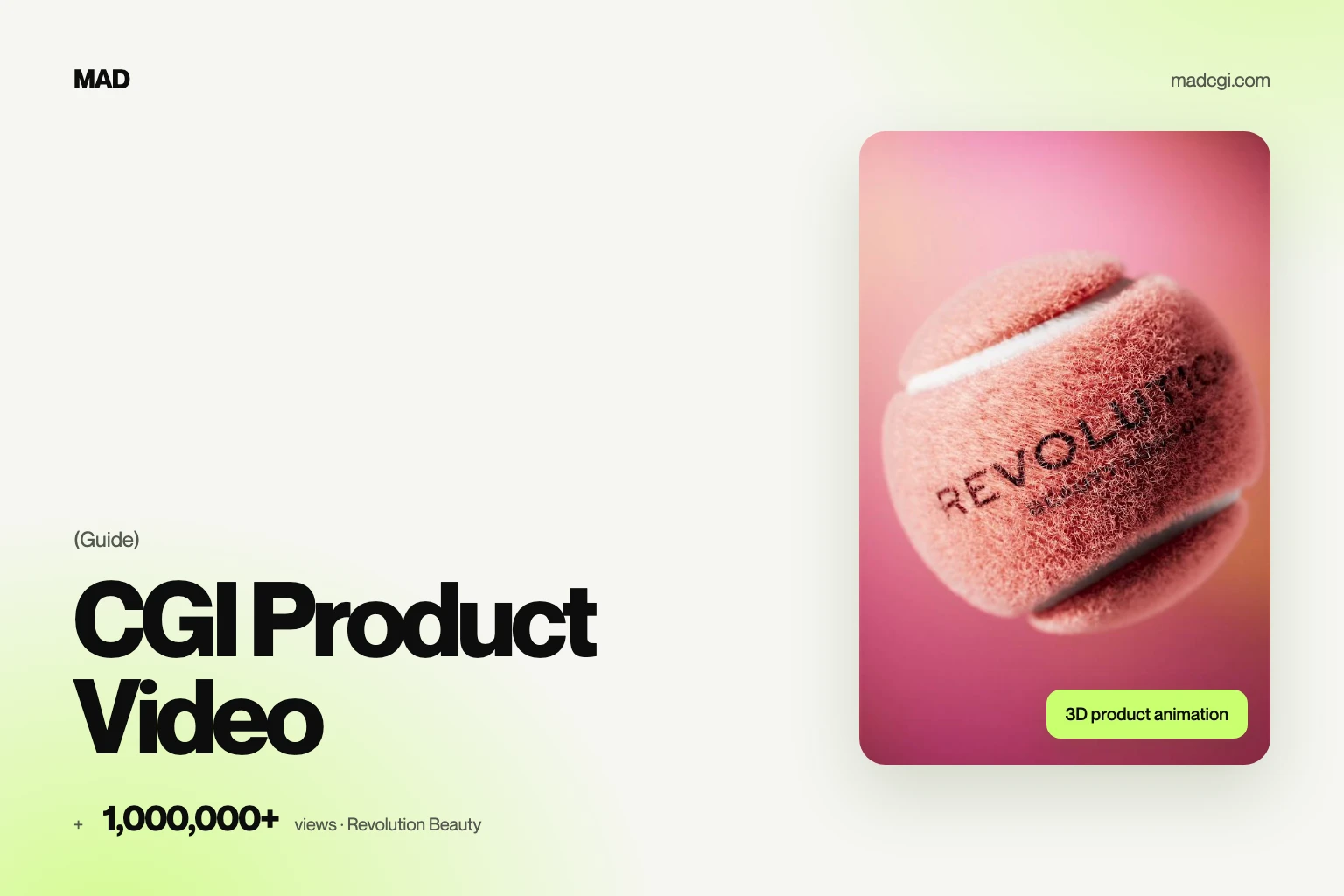 CGI product video guide by MAD CGI: Revolution Beauty tennis ball rendered in 3D