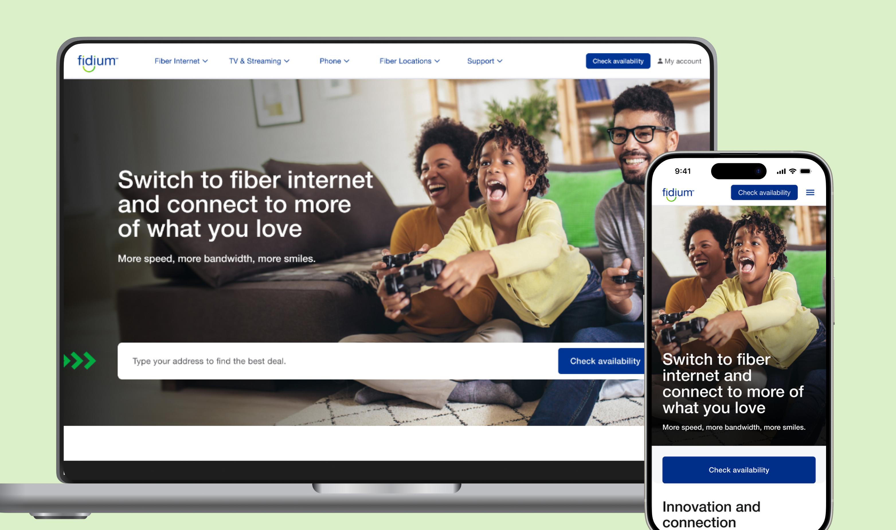 Redesigned Fidium website on desktop and mobile