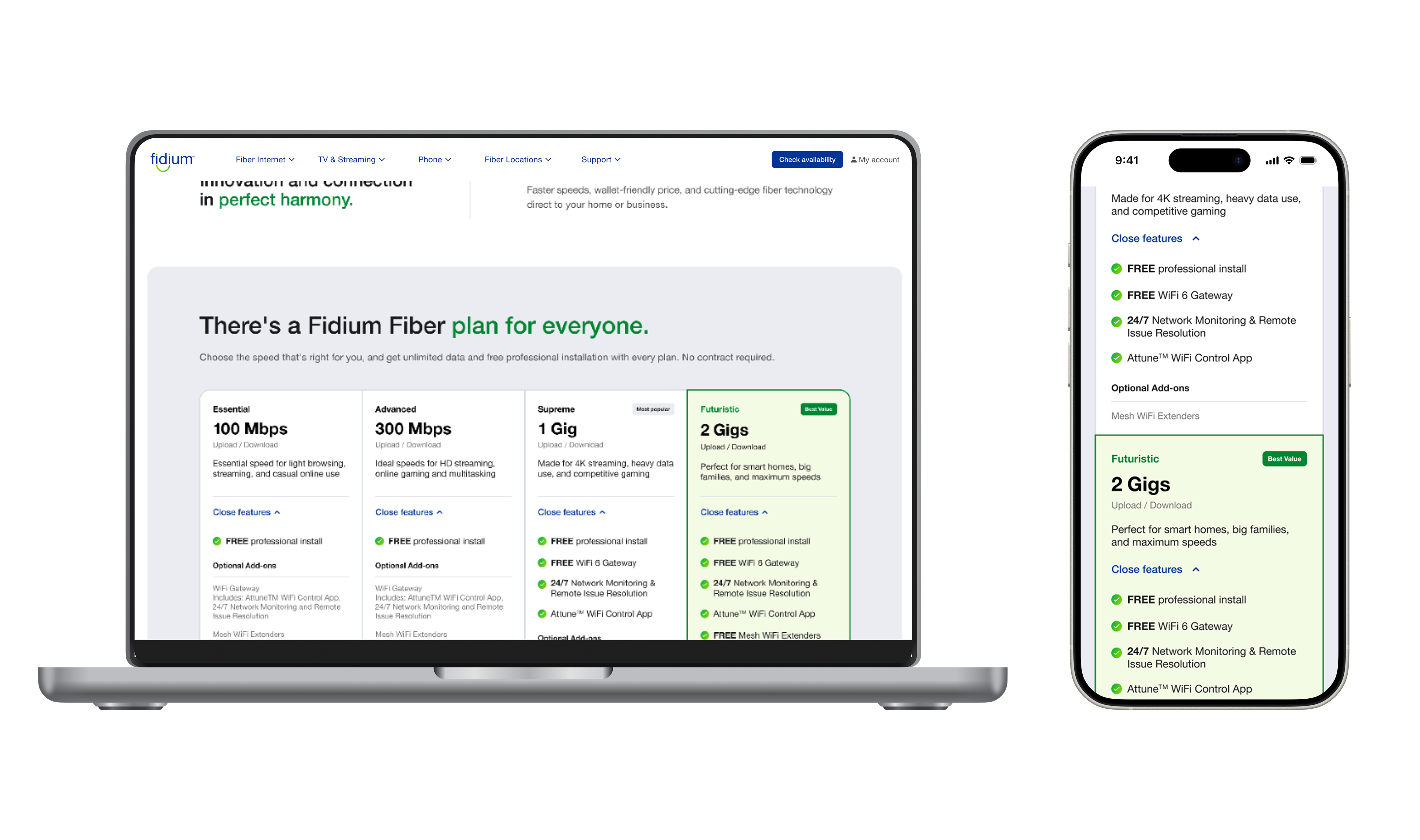 Fidium page before and after