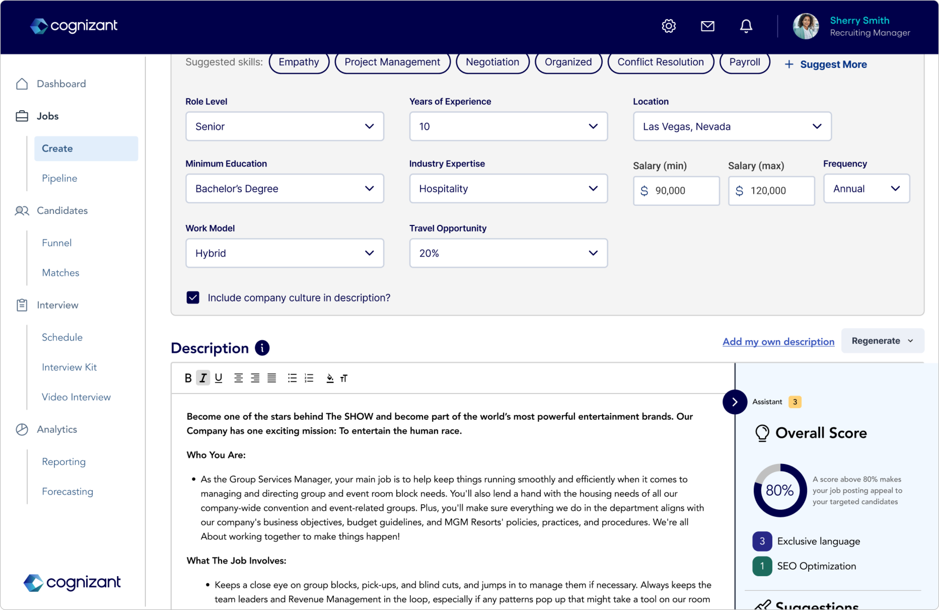 Job Description Generation screen