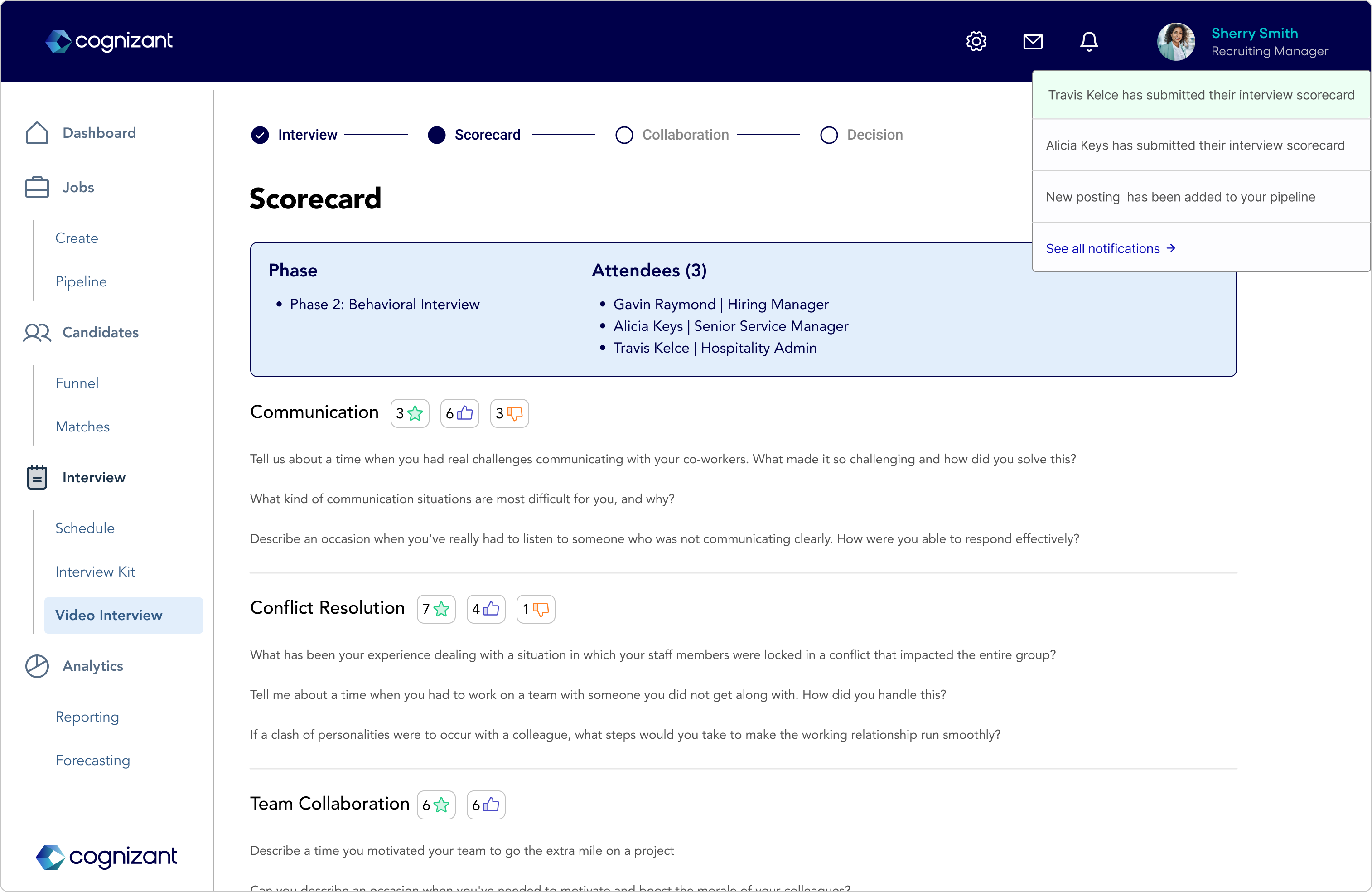 Post-Interview screen