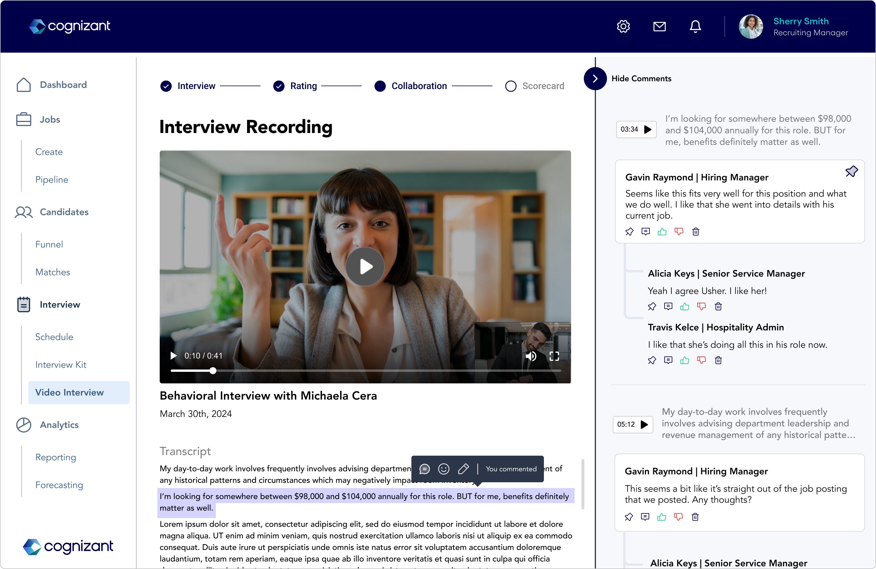 Pre & During Interview screen