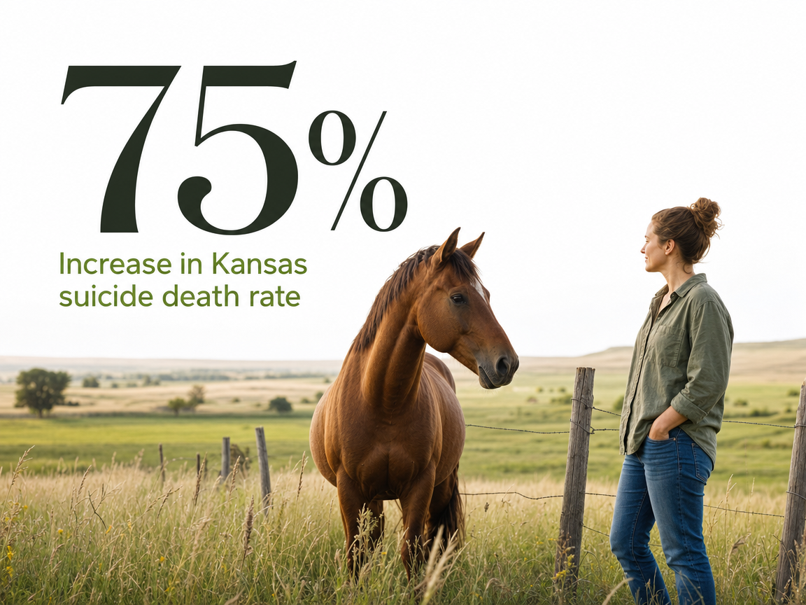 Infographic showing Increase in Kansas suicide death rate